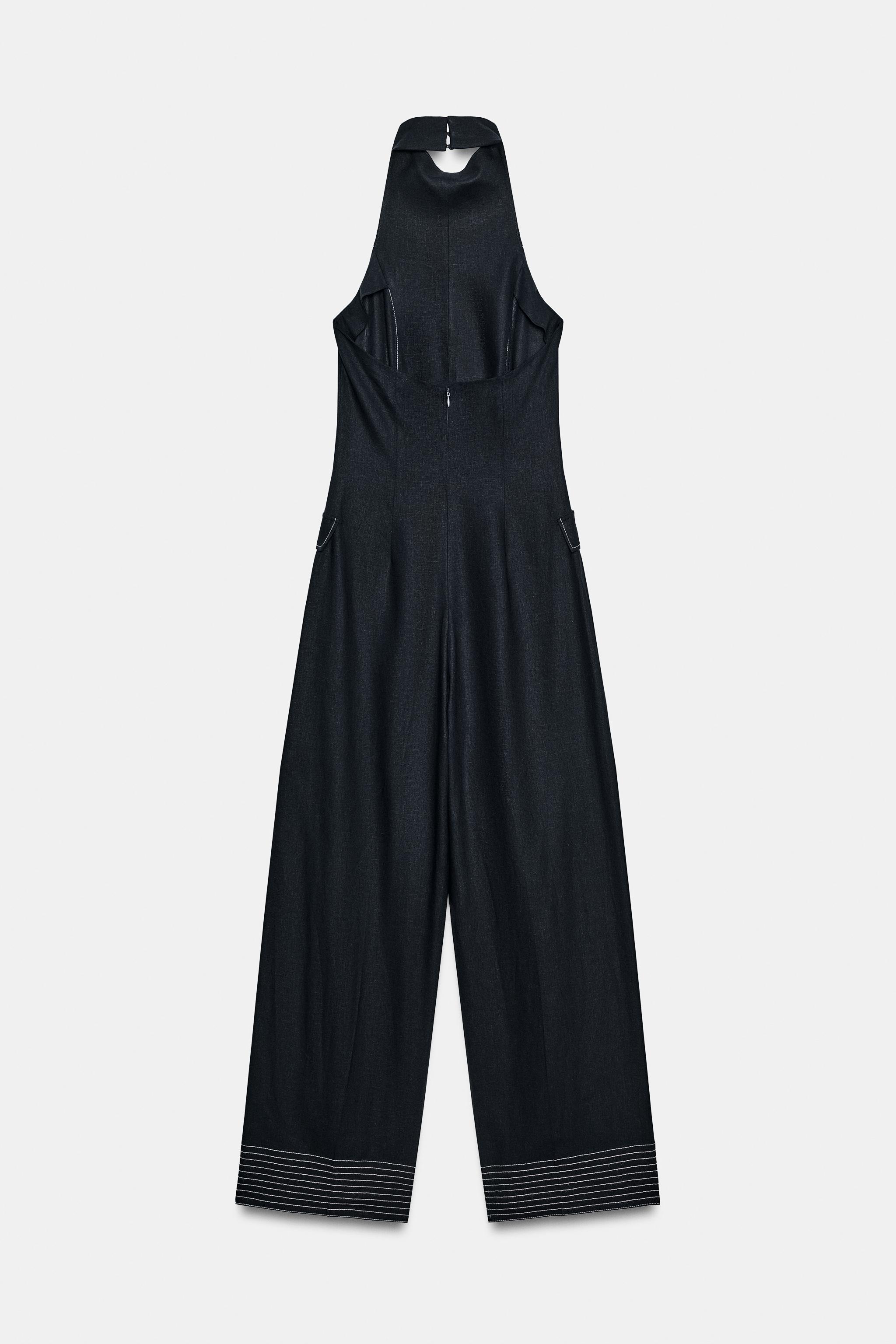COMBINAISON HALTER SURPIQÛRES CONTRASTANTES AVEC LIN